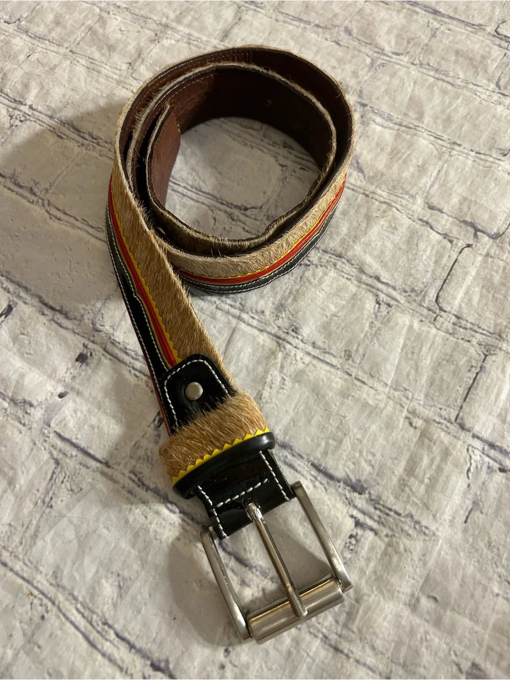 CARRIEL HANDMADE WESTERN COWHIDE HAIR & MULTI VIBRANT COLORS LEATHER UNISEX BELT